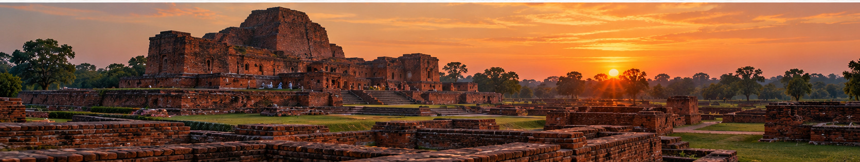 Nalanda ruins at sunset